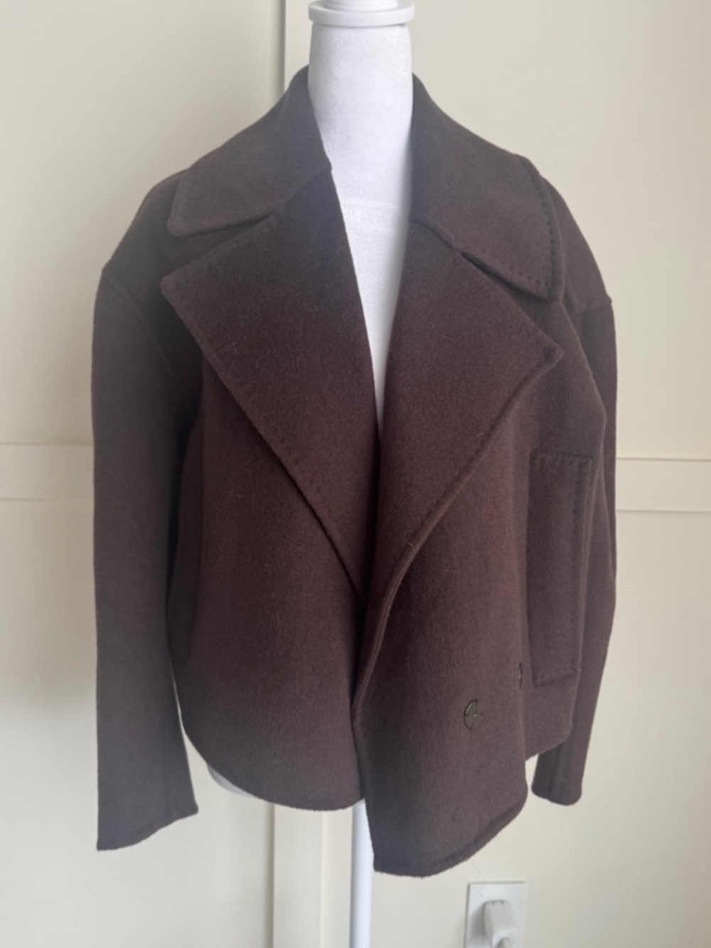 Women's Dark Brown Short Wool Peacoat